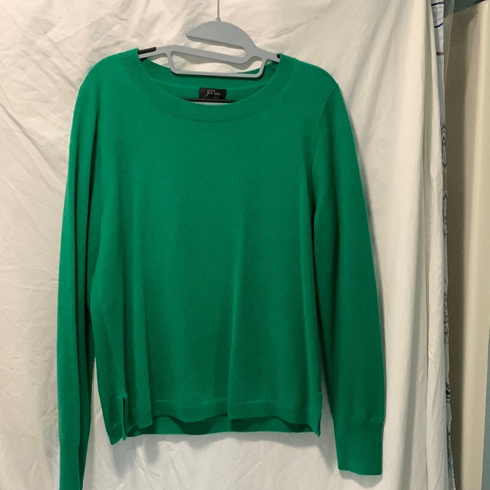 Cashmere slim-fit crewneck sweater. Green - Large